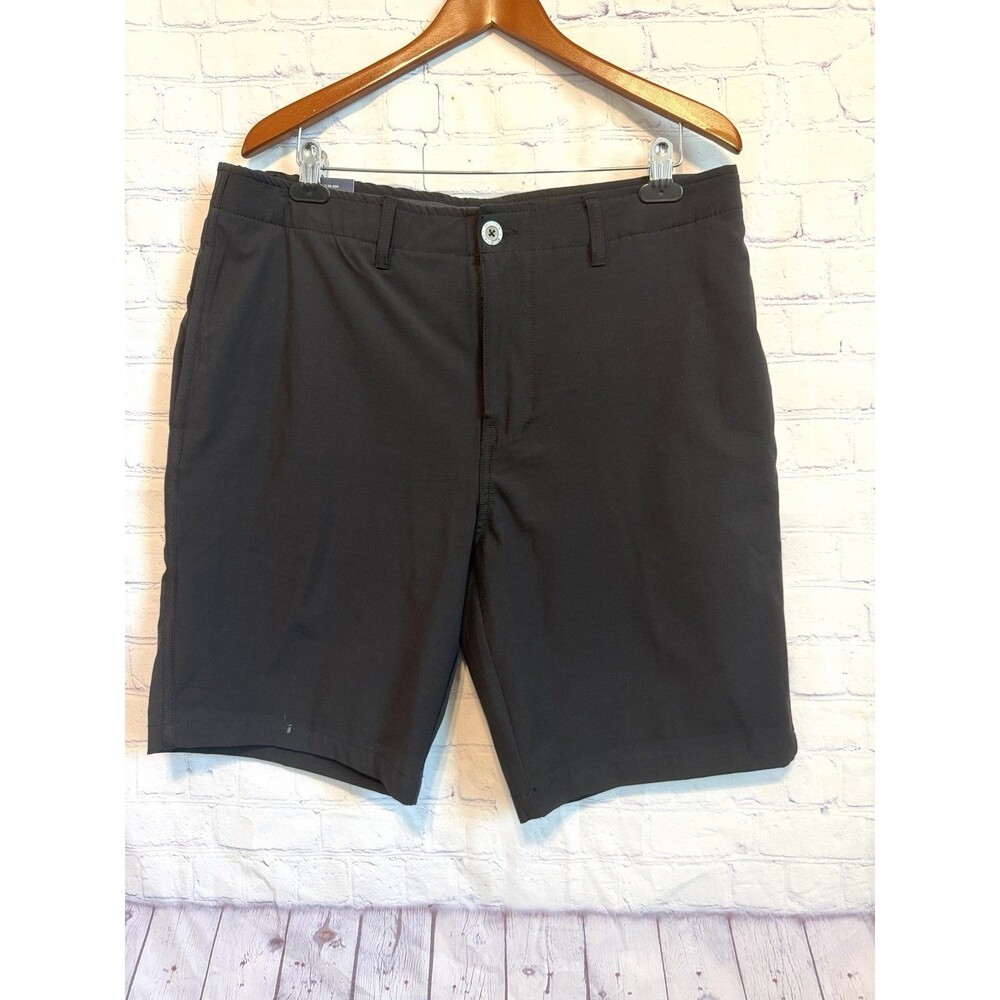 New BKE Hybrid Athletic Fit Shorts Mens 34 Black Stretch Golf Flat Front 10”